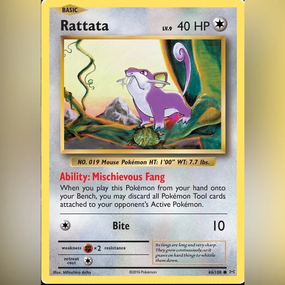 Vintage Rattata Pokémon Card - Evolutions